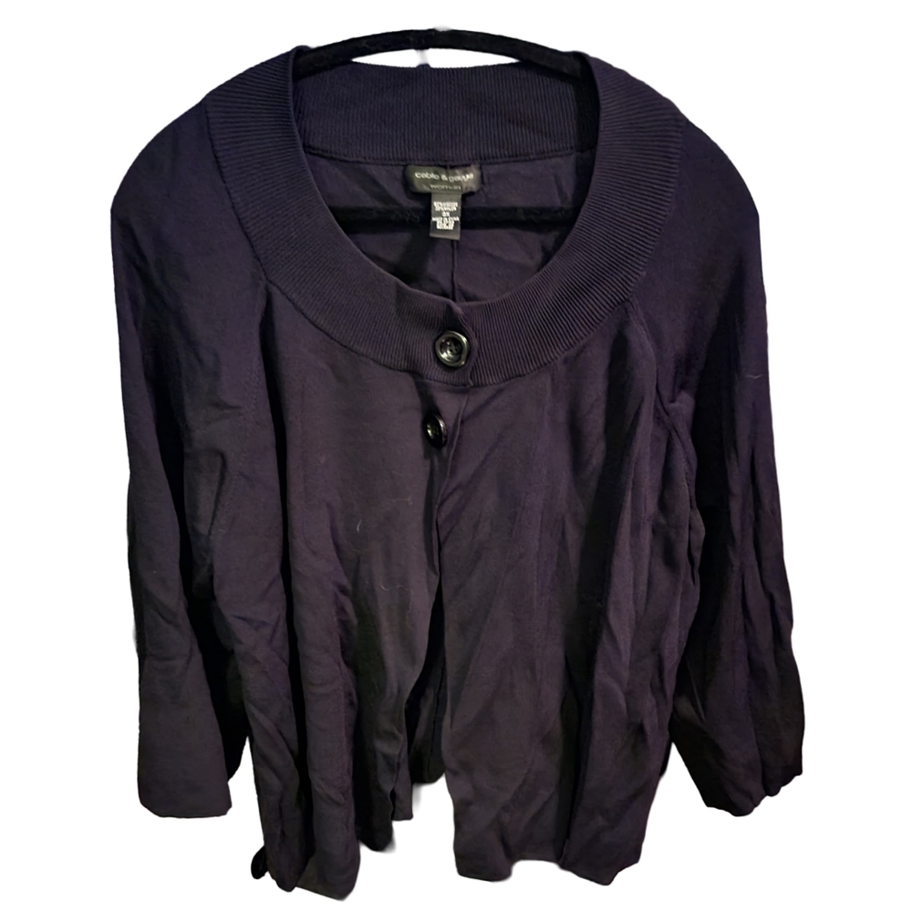 024 EUC 3XL CABLE & GAUGE 3/4 SLEEVE CARDIGAN SWEATER